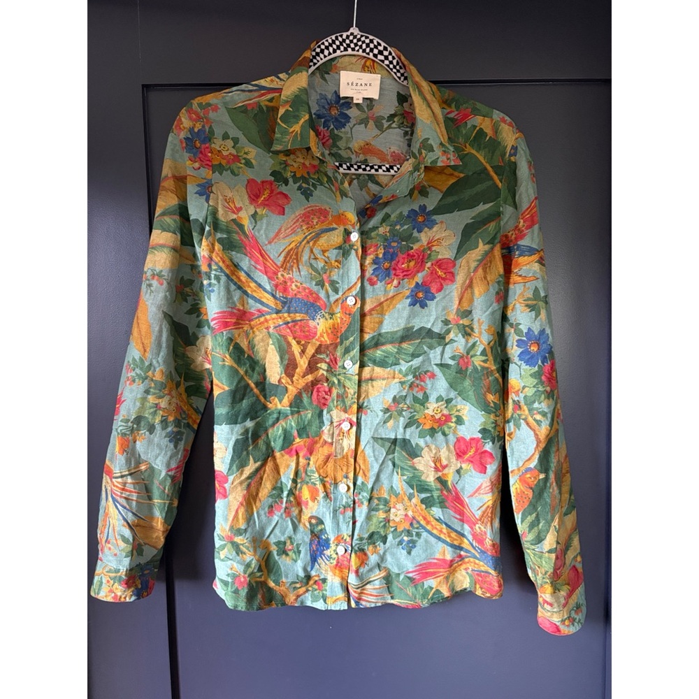 Sezane Multicolor Floral Button Down Shirt